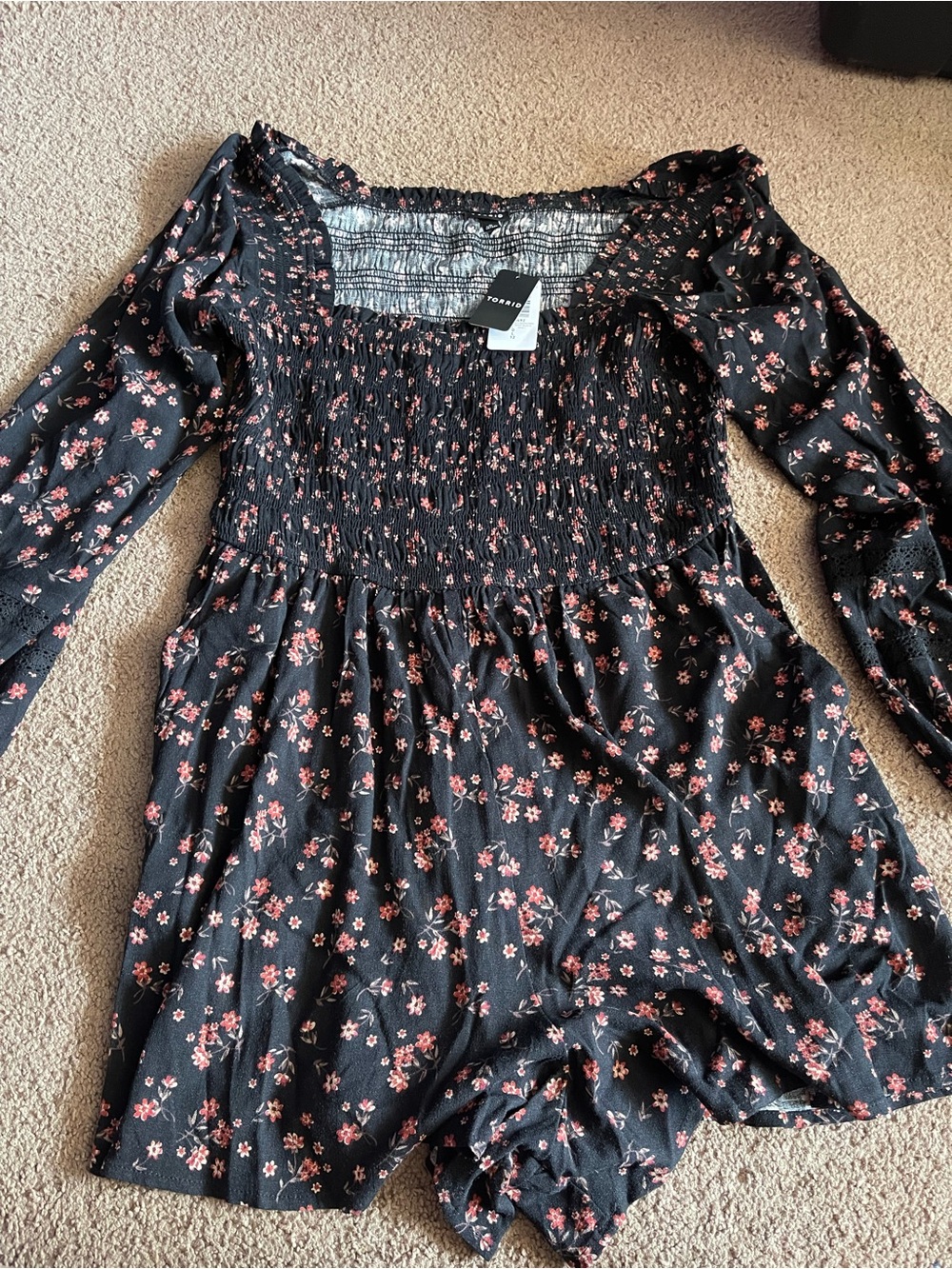 NWT torrid Black Romper with Pink Floral Print 0 - Picture 4 of 6